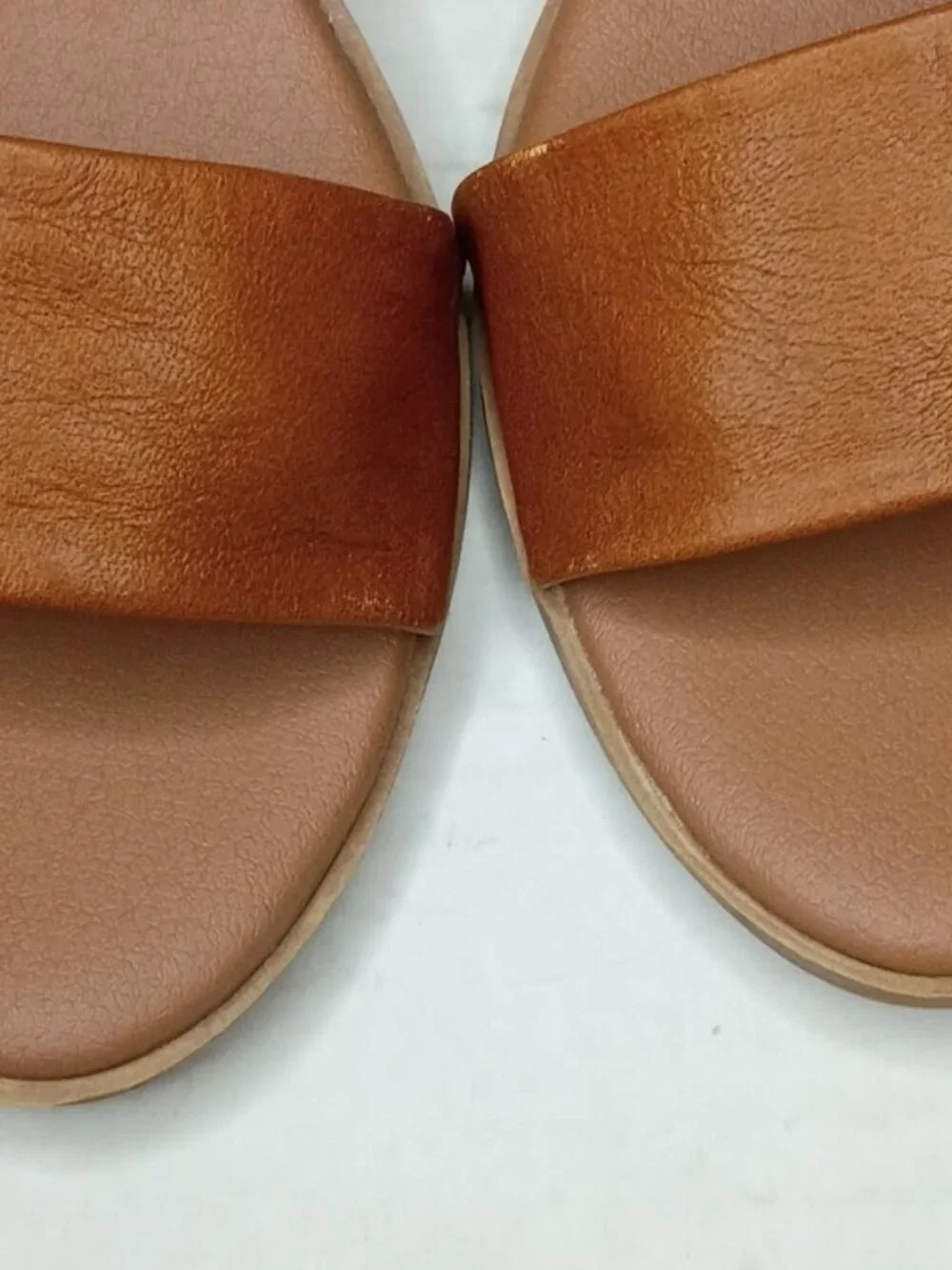 Steve Madden Kemmy Cognac Leather Ankle Strap Block Heel Sandals Size 8M